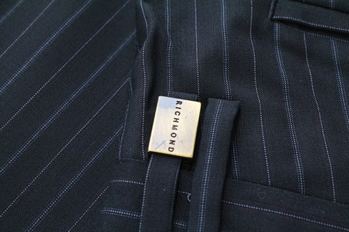 Richmond Pantaloni Da Uomo 48 Neri In 100% Lana A Righe Con Pieghe Formali - Foto 7 di 7