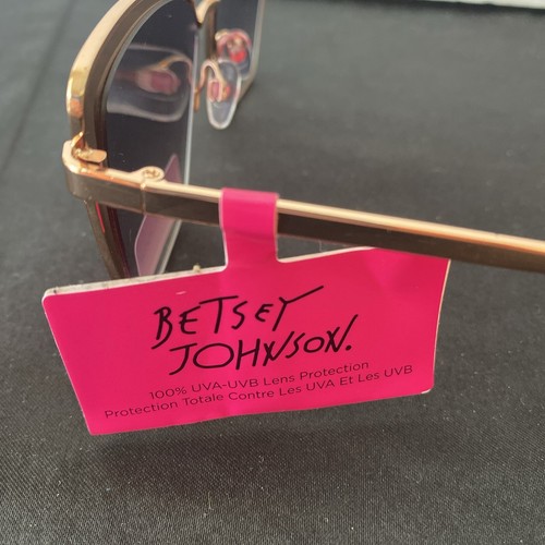 Occhiali da sole Betsey Johnson argento glitter oversize quadrati NUOVI - Foto 8 di 9