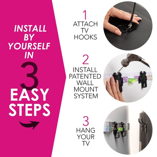 HangSmart Supporto a Parete per TV Facile Installazione NO STUD Può contenere fino a 150LBS o 100 in TV - Foto 13 di 14