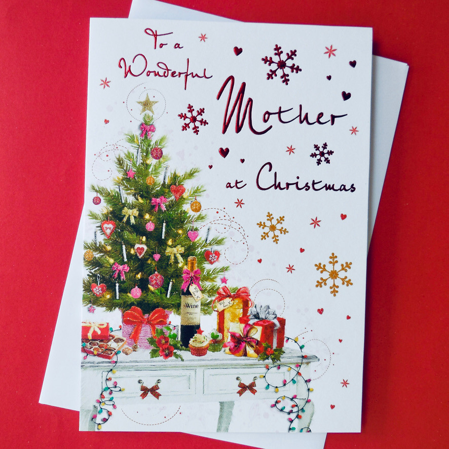 To A Wonderful Mother At Christmas Card 9""x6"" Nice Message Words Lovely Verse