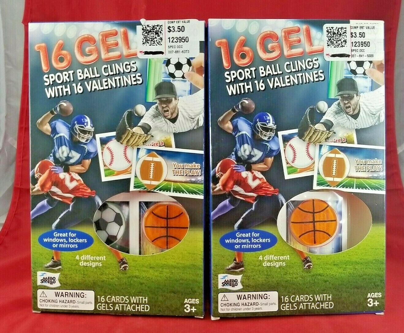 2 boxes Valentines Day cards with Sports ball Gel Clings. 16 Count per box  | eBay