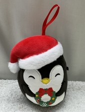 Squishmallows Luna the Penguin 5" Christmas Wreath Holiday Winter Santa Hat