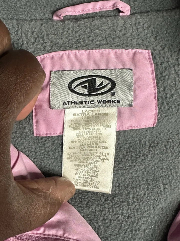 Chaleco acolchado rosa Athletic Works senderismo al aire libre camping XL Foto 3 de 4