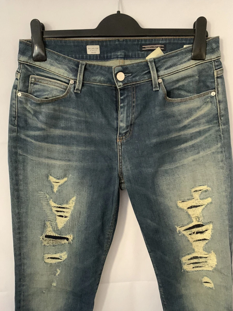 Tommy Hilfiger Milan Rw Slim Stretch Blue Ripped Jeans W 30 |