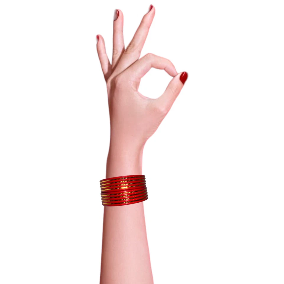 Handmade gold plated lac bangles red color looks Classy on your wrist, Wearable - Image 3 of 4