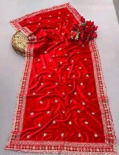 Embroidered Velvet bridal dupatta Indian chunni partywear shawl wedding gift