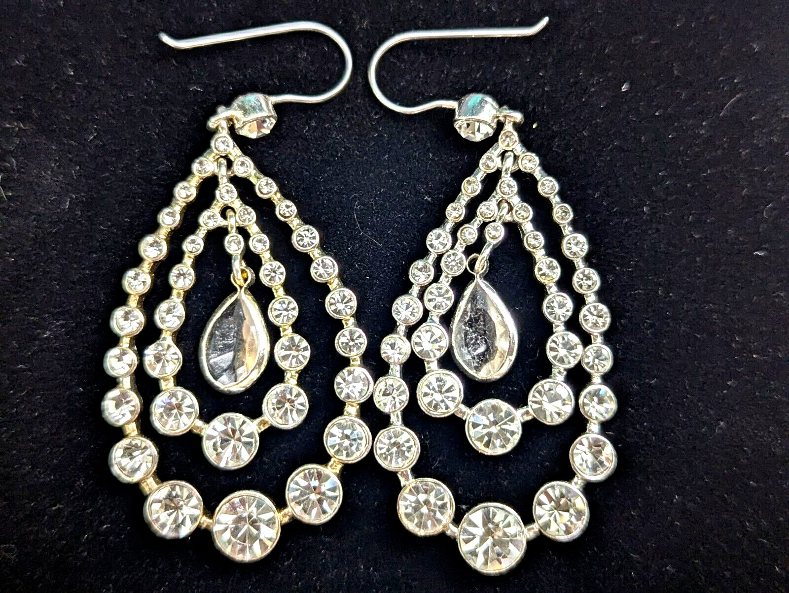 Rhinestone Teardrop Multi Layered Dangle Chandeli… - image 4