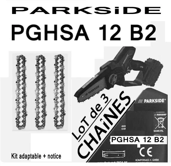TRYLINK PARKSIDE lot 3 chaines pour Mini-tronçonneuse PGHSA 12 B2