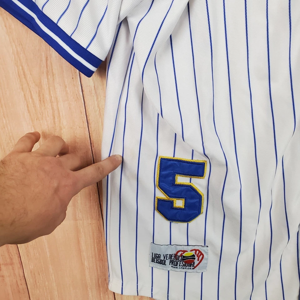 Camiseta de béisbol vintage Maltin polar a rayas talla grande blanca abotonada  Foto 4 de 4