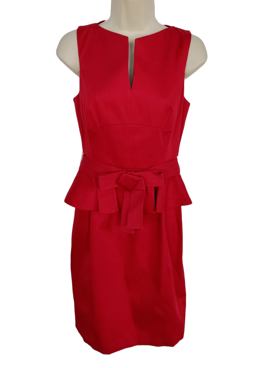 Karen Millen Red peplum Bow Belt Cocktail Party Dress US UK 10