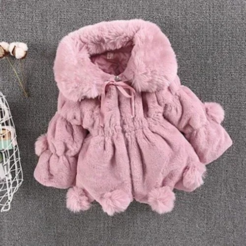 Baby Girls Warm Winter Coats Faux Fur Fashion Kids Hooded Jacket Coat for Girl - Picture 7 of 27
