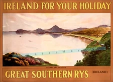 Ireland 1925 For Your Holiday Killiney Bay Vintage Poster Print Retro Style Art