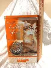 Vintage IAMS Cat Food Promo Tin Canister 12 1/2" Collectible Great Cat Graphics