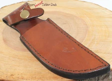 Brown Leather Belt Sheath Case Up To A 5" Fixed Blade Skinning Hunting Knife