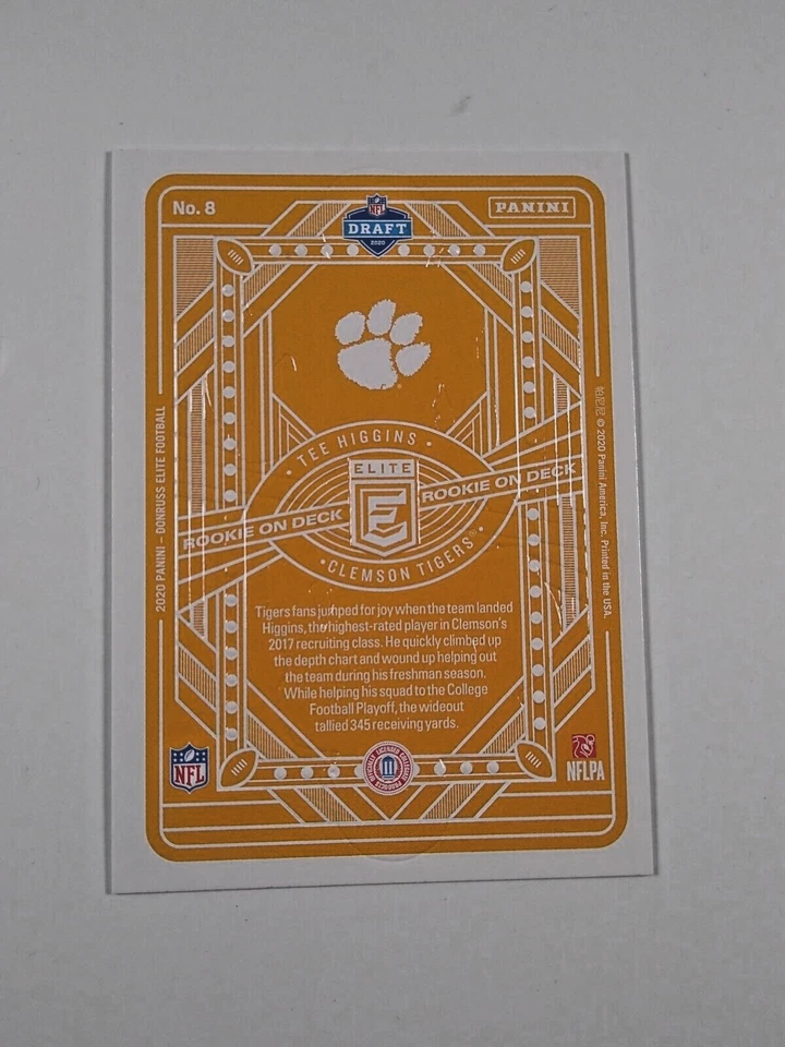 2020 Panini Elite Rookie On Deck Silver Prizm Tee Higgins #8 RC - Image 2 of 2