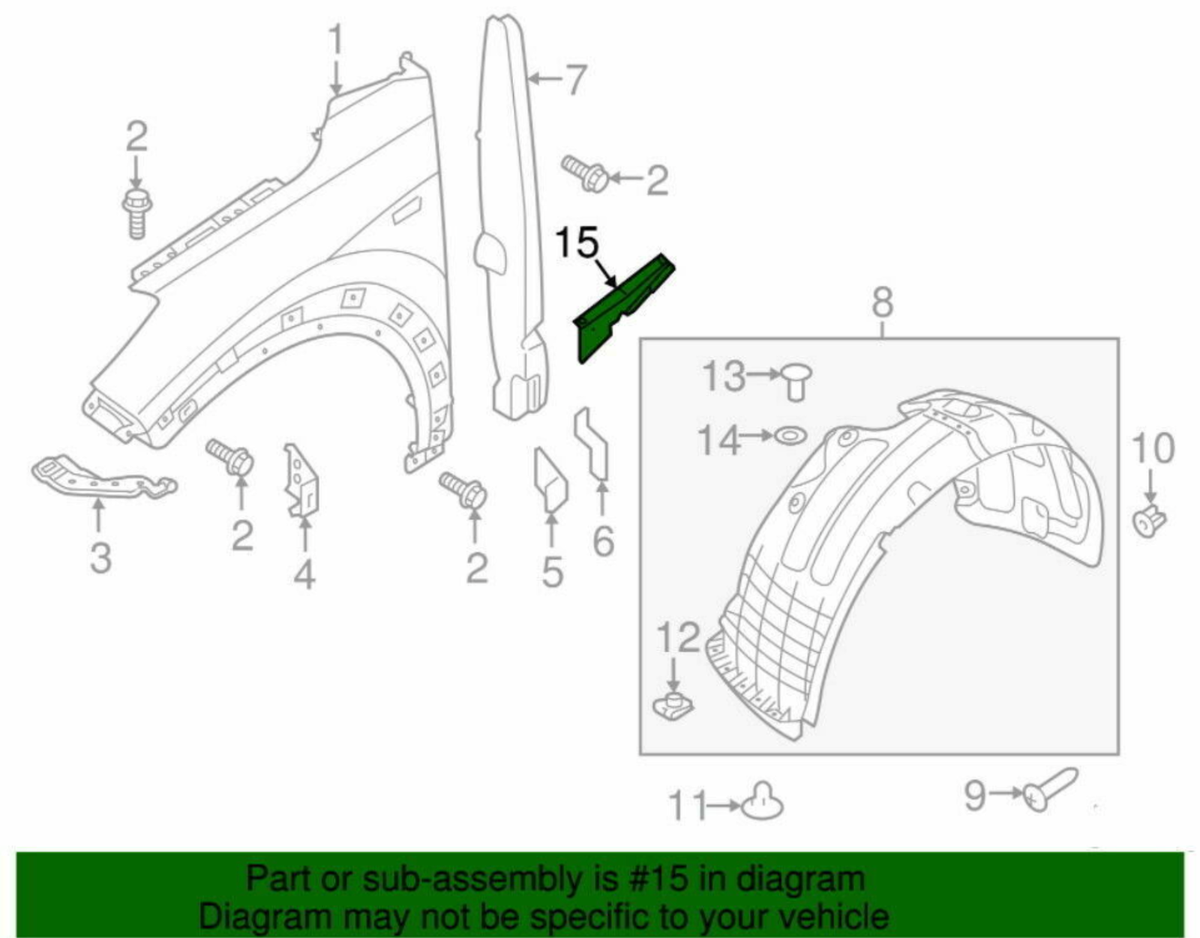 OEM 84159-R0000 Fender Ledge Cover APRON Upper Left for Kia