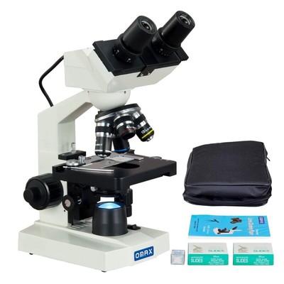 OMAX 2500X Built-in 1.3MP Digital Compound LED Microscope+Case+Slides+Lens Paper