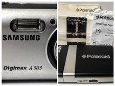 SAMSUNG A503 DIGIMAX 5 MP. WITH POLAROID POGO PORTABLE PRINTER IN CASE