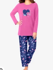 NWOT Dreams & Co. Long Sleeve Knit PJ Set Ultra Blue Bubbles Size L (18/20)