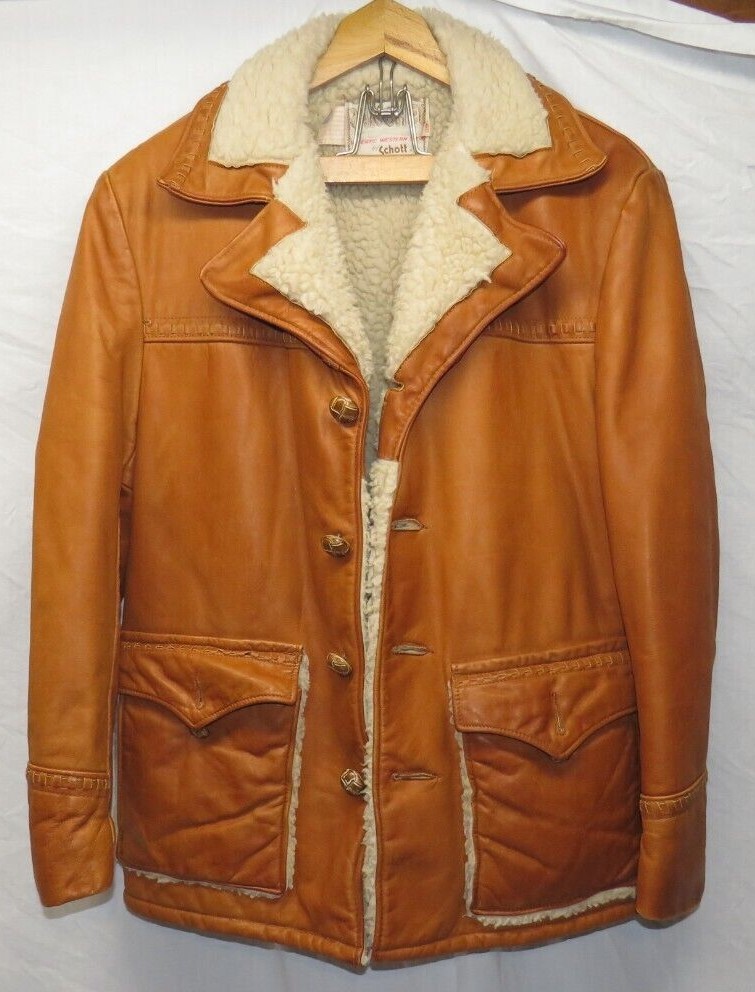 1970s Schott Western Rancher Shearling Jacket Hand To… Gem
