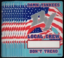 Damn Yankees Backstage Pass - Wholesale Set of 12 - 1992 Cloth Passes