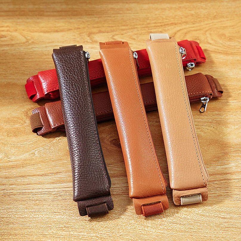 Ronuo Genuine Leather Stylus/ Pen Zipper Elastic Holder Case for Apple Pencil - Image 2 of 4