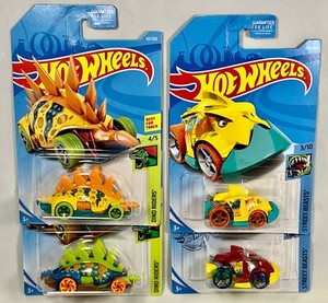 Hot Wheels Dinosaurs - Motosaurus & Piranha Terror - Lot of 4