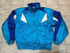 Decente Jacket Large Blue Hooded Japan Geometric