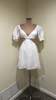 Princess Polly Dress Size US 4 White Puff Sleeve Cut Out Mini | eBay