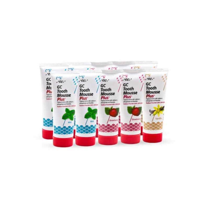 GC Tooth Mousse Plus Fresa Menta y Vainilla Crema de Dientes Tópica Paquete d...