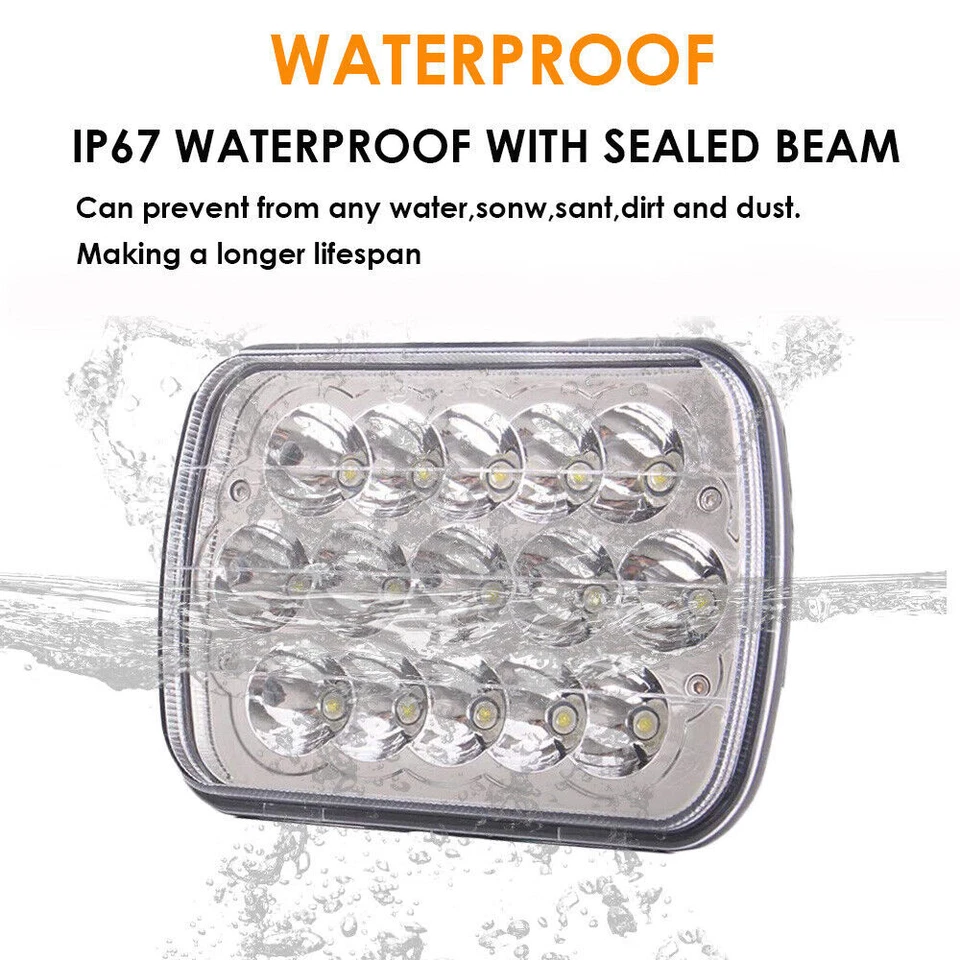 2PCS 7x6" Black LED Headlights Hi/Lo Sealed Beam For Nissan D21 Pickup 1986-1994 - Image 3 of 4