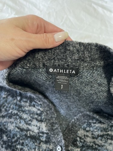 Athleta Button Front Westlake Textured Cardigan Black Gray | SZ S | Wool Blend - Picture 3 of 7