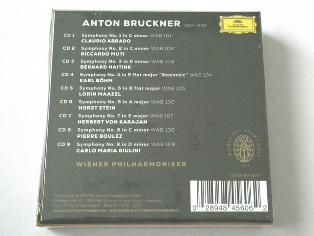 Bruckner Symphonies Nos. 1-9 Wiener Philharmoniker 9 CD Box Set DG