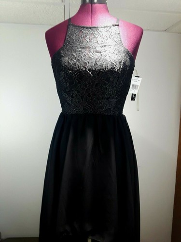 Neu mit Etikett * Xtraordinary schwarz/silber High Low Neckholder Top fließendes Kleid Größe 3 - Bild 2 von 12