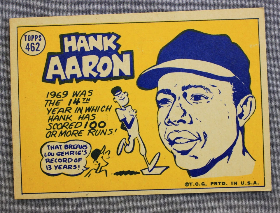 Tarjeta de béisbol Hank Aaron Jugador Más Valioso de la Corte Atlanta Braves 1970 Topps Sporting News # 462 Foto 2 de 2
