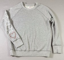 Sundry Stars & Heart Raglan Sweatshirt Crew Neck Gray Size 0 XS Made in USA