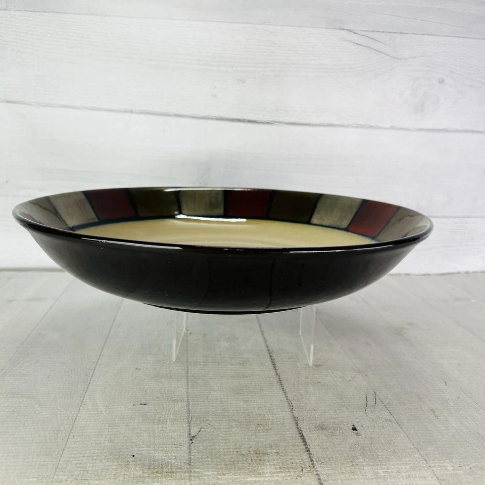 Pfaltzgraff TAOS Tono Tierra Marrón Bloque Loza 14" Redondo Pasta Servir Cuenco Foto 3 de 4