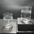 Vntg Anchor Hocking Clear Etched Laurel Leaf 4oz Juice Glasses Set of 2 Exc Cond