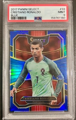 Cristiano Ronaldo 2017-18 Panini Select Blue Prizm #81/299 PSA 9 Mint