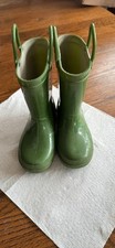Kids Zoogs Rain Boots Green Pull Handles For Easy Off & On Sz 10