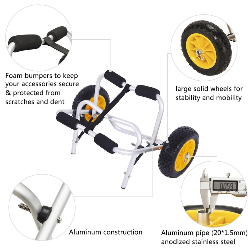 Kayak Canoe Boat Carrier Dolly Trailer Trolley Transport Cart Wheel Alu Alloy
