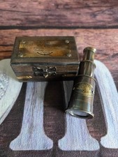 Antique Brass Royal Navy 6" Telescope With Victorian Wooden Box 