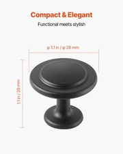 Cabinet Knobs, 30 Pack, 1.22 Inch Black Zinc Alloy Drawer Pulls  Door Handles,