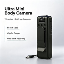 Mini Body Camera with 180 Rotatable Lens, HD Clip-On Wearable Video Recorder