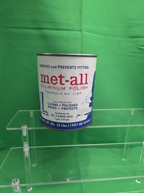 MET - ALL Aluminum Stainless Steel Polish Cleans Waxes Protects Vintage Partial