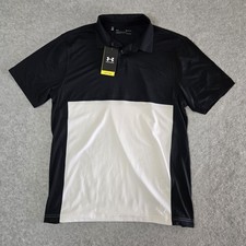 Under Armour Men s Polo Shirt Medium Loose Fit UA Vanish UPF 50 NEW Black White