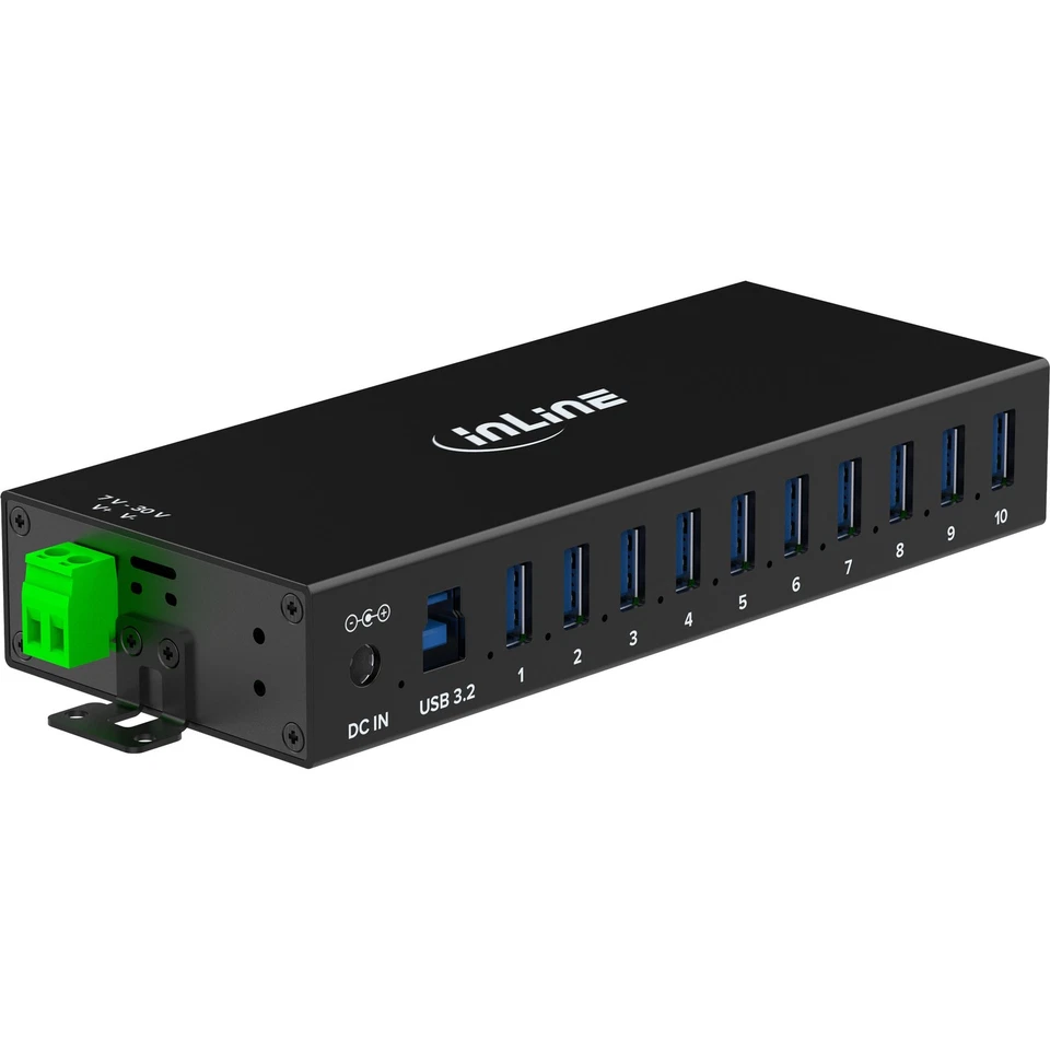 InLine hub industriale USB 3.2 Gen.1 10 porte alluminio con 35396C - Immagine 3 di 4