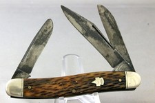 KEEN KUTTER KS515 Stockman Knife, Bone Handles, 1870-1940, Well Used Knife