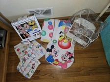 VTG 80s Mickey Minnie Mouse Pluto Donald Disney Baby ComforterBlanket 31x41  Set