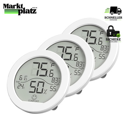 Digitales Thermometer Hygrometer 3-Stück Temperatur Luftfeuchtigkeit